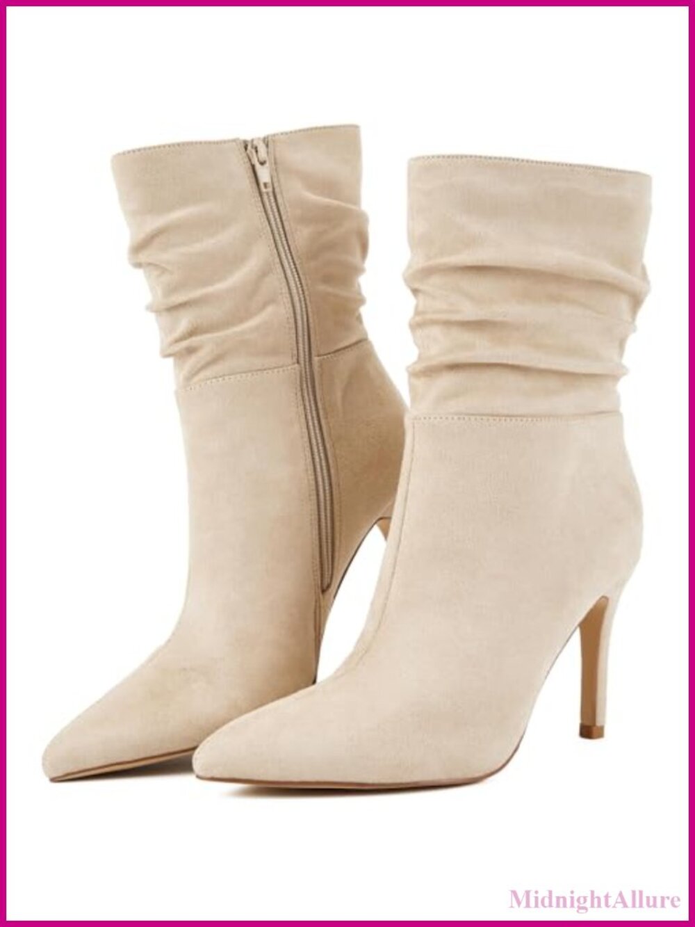 Women's Stiletto High Heel Ankle Boots Pointed Toe Faux Suede Slouchy Dress